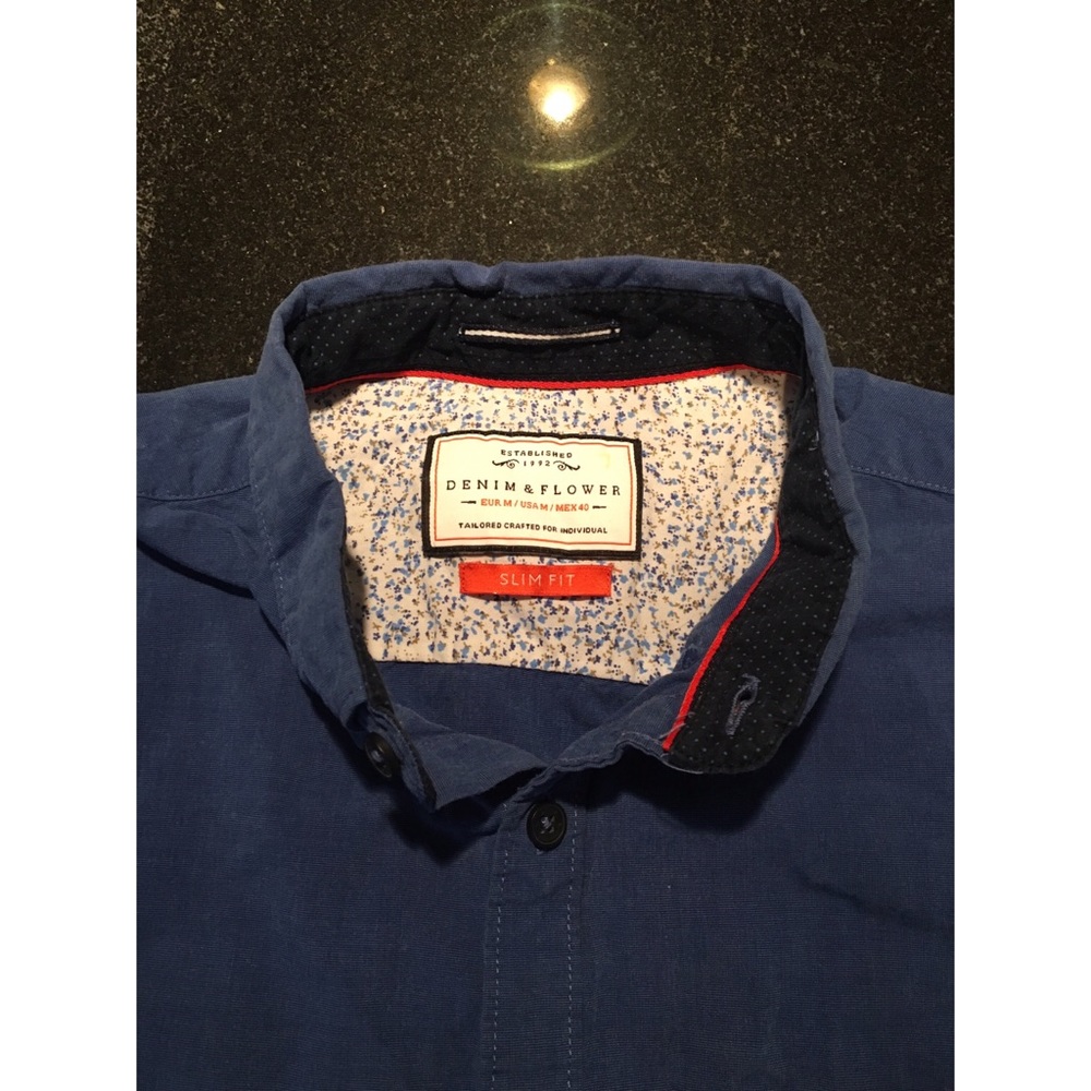 Denim & Flower Short Sleeved Button Up